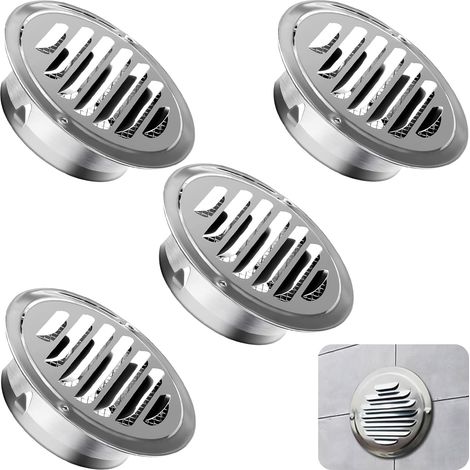 4 Pièces Grille Aeration Ronde, Grille Ventilation 100mm en Acier Inoxydable, Grille de Ventilation Ronde avec Filet Anti-Insectes pour Cuisine, Salle de Bain (1/5)