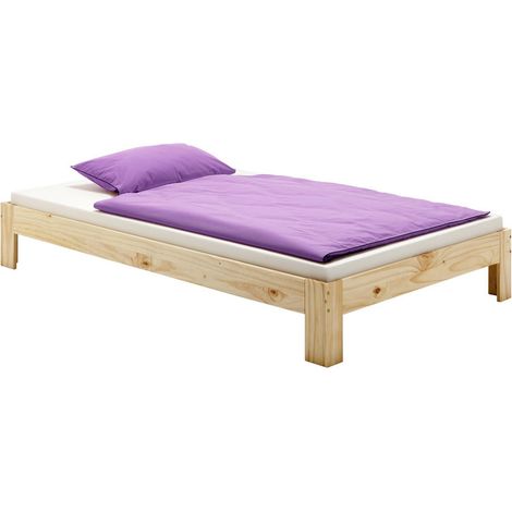 Idimex – Lit futon 90 x 200 cm en pin massif vernis naturel – Coins arrondis – Design moderne pour chambre à coucher – Assemblage facile