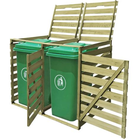 Mülltonnenbox für 2 Tonnen 240 L Imprägniertes Holz