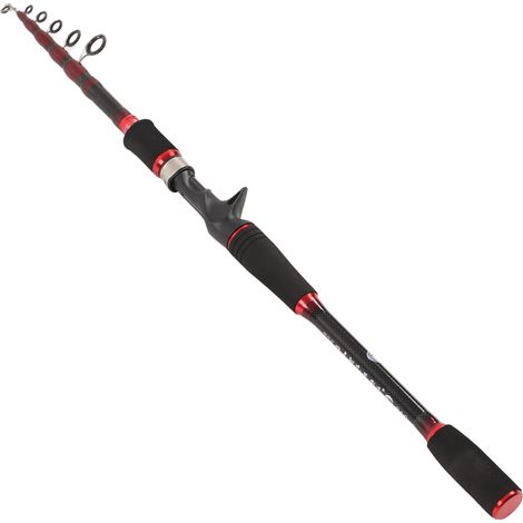 Canne à pêche télescopique légère en fibre de carbone avec anneau de lancer et émerillon en acier inoxydable pour la perche et la truite, 2,4 m (1/5)