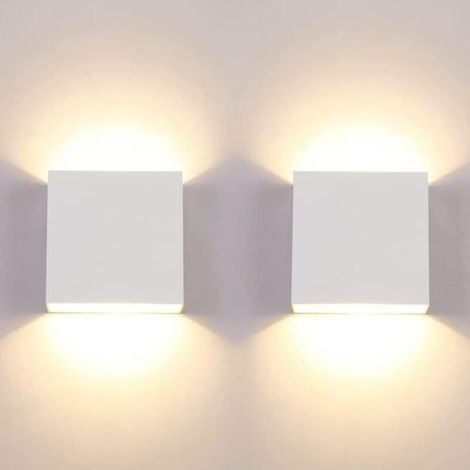 Set di 2 moderne applique a LED da 12W per interni, applique quadrata da 3000K, camera da letto