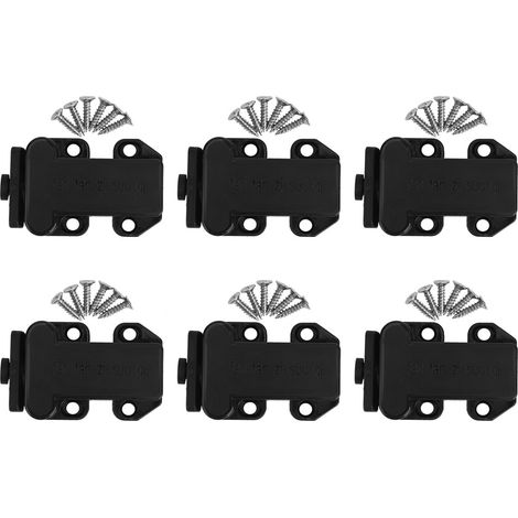 6 ensembles de loquets de porte autobloquants en Nylon pour tiroirs d'armoires, accessoires de quincaillerie pour meubles, noir (1/5)