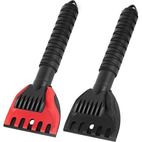 Grattoir à Glace - Outil d'élimination du Gel - Lot de 2 - Poignée en Mousse - Plastique ABS - Noir (1/4)