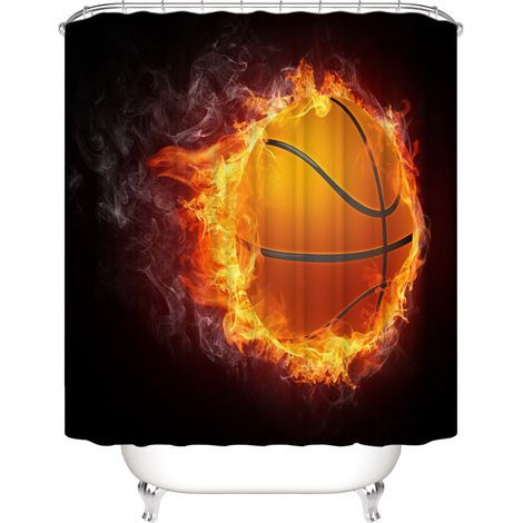Rideau de douche à motif de basket-ball 180 x 180 cm, rideau de douche à mouvement