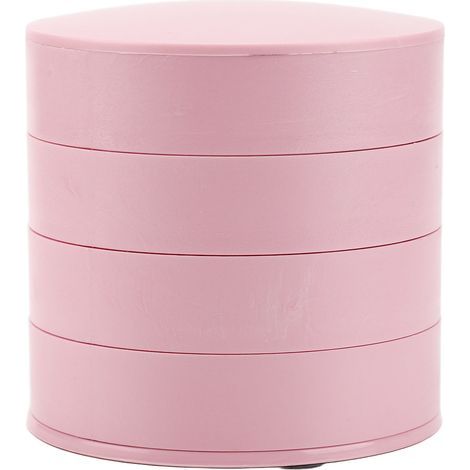 4-stöckiger, um 360° drehbarer Schmuckorganizer, runde, staubdichte Box mit rosa Deckel für das Homeoffice (1/5)
