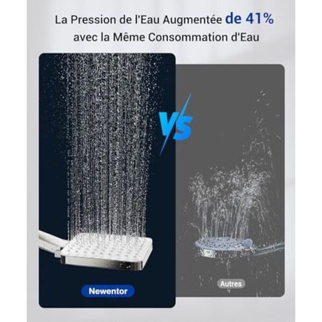 Pommeau de douche avec tuyau de 1,5 m, avec pommeau de douche, 6 types de jet, doré (1/4)