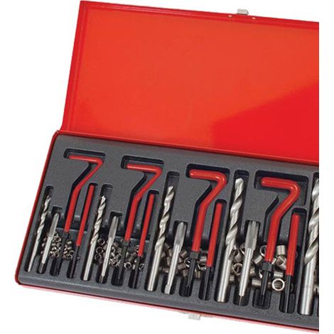 Kit de réparation de filetage M6 à M12, inserts filetés pour taraudage, outillage de restauration de pas de vis endommagés, entretien automobile, lot de 50 pièces. (1/4)