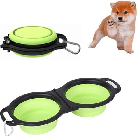 Faltbarer Hundenapf – 2-in-1-Reisenapf – 700 ml – ausdehnbarer Silikon-Doppelnapf für Futter und Wasser – Ideal für Reisen, Spaziergänge und Parkplätze (1/4)