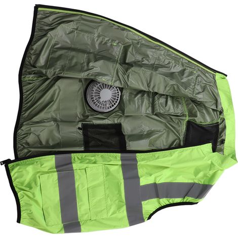 Gilet rafraîchissant avec ventilateur, climatisé, bandes réfléchissantes, rechargeable, 5 V, vert fluorescent, XXXL (1/5)