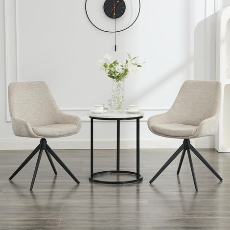 Ensemble table et 2 chaises pivotantes rembourrées, style moderne, gris, pour salle à manger, salon et bureau (1/5)