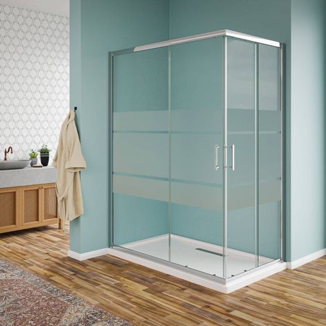 Box doccia angolare scorrevole cristallo serigrafato 6 mm H190 – Finitura cromo - 70x100 (1/5)