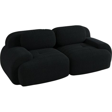 Loveseat modular de pana negra con reposabrazos curvos y base antideslizante MODENUIT (1/5)