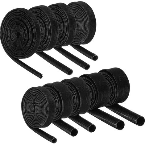 Manchon de Câble Tressé Isolant, 3,3Ft-2/3/4/5/6/7/8/10/12Mm ID Noir, Gaine en Fibre de Verre Revêtue de Silicone Haute Température pour Enroulement de Câbles (1/5)
