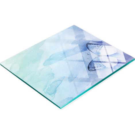 Tabla de cortar de cristal para cocina con estampado de mariposa azul, 60x52 cm