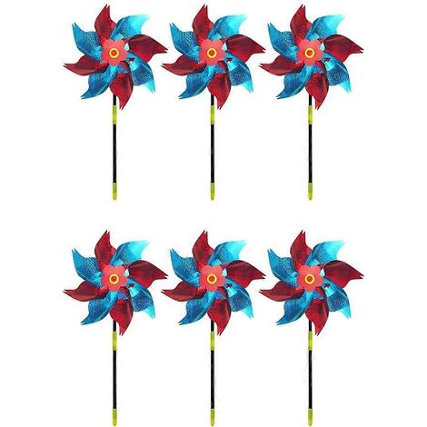Ensemble de 6 moulins à vent décoratifs multifonctionnels pour répulsifs à oiseaux - Artisanat - Type 6 (1/5)