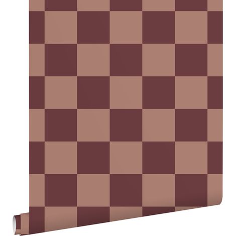 papier peint à damier violet foncé et rose terracotta - ESTAhome (1/5)