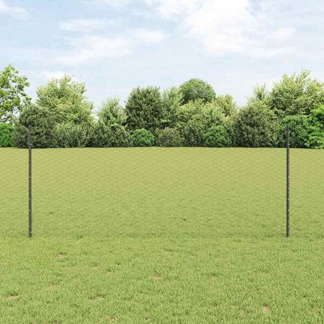 Zaun mit Pfosten Grau 1 x 100 m Stahl und PVC