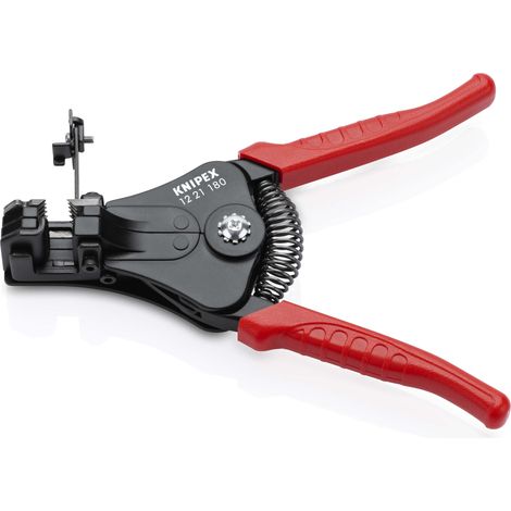 KNIPEX 12 21 180 Alicate pelacables con cuchillas de forma precisa con fundas de plástico negro, lacado 180 mm (1/7)