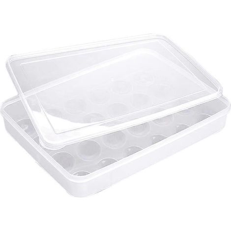 Boîte à œufs en plastique à 24 compartiments, avec couvercle pour réfrigérateur, pour ranger les œufs. (1/2)
