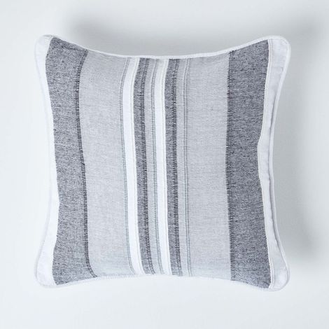 HOMESCAPES Housse de coussin à rayures Morocco Monochrome, 60 x 60 cm