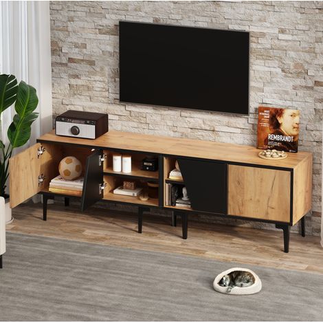 mobile tv 160 cm 4 vani design inclinato 7 piedi legno HAVRYA (1/5)