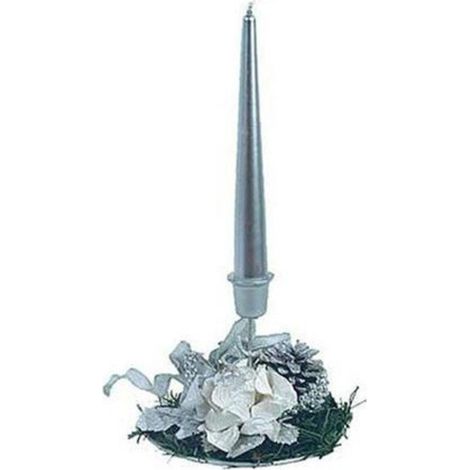 Porta candela natalizio - colore bianco/argento - decorazione addobbo natale