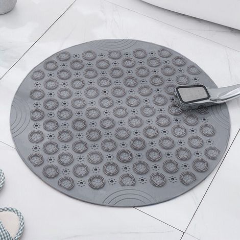 (Grau, 30 x 30 cm) Runde PVC-Massage-Badematte, rutschfeste Duschmatte, Badematte, maschinenwaschbare Duschmatte, Badewannenmatte mit Abflusslöchern und Saugnäpfen (1/3)