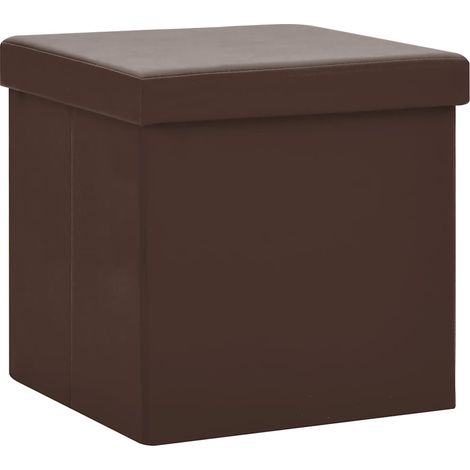 vidaXL Taburete con almacenaje plegable marrón PVC (1/2)