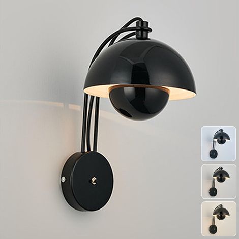 Applique murale, Lampe de chevet LED, Applique en forme de bourgeon, Applique pour miroir de salle de bain, 3 températures de couleur réglables, Noir (1/5)