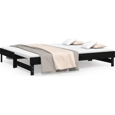 Maison Exclusive - Dormeuse Estraibile Nera 2x(80x200) cm Legno Massello di Pino