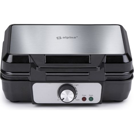 Piastra per Waffle Cialde Potenza 1000W Manici Termici e Rivestimento Antiaderente nero (1/4)