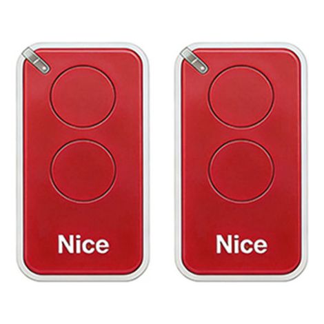 Lot de 2 télécommandes pour Nice INTI2B 433.92MHz, 2 canal, pour systèmes d'automatisation de portails et de garages, couleur rouge