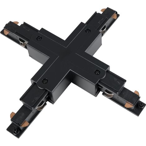 Jonction en X pour rail triphasé en saillie - compatible DALI - Noir (1/4)
