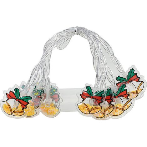 Guirlande Lumineuse Clochette LED - 200 cm - Décoration de Noël Intérieure et Extérieure - 10 Ampoules - Multicolore - 1 Pièce