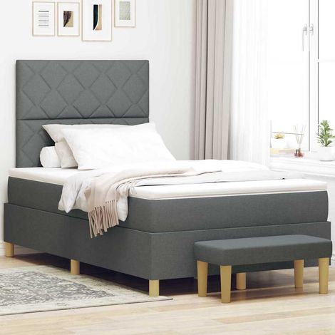 vidaXL Letto a molle con testiera Grigio scuro 190 x 120 cm Tessuto (1/5)