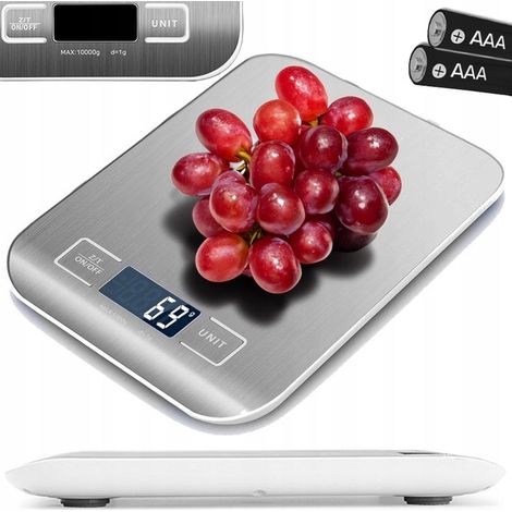 Báscula de cocina de precisión de 10 kg y 1 g, electrónica doméstica, tara, pantalla LCD, pilas.