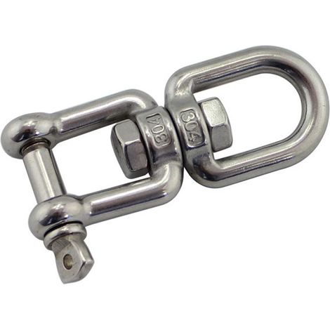 1Pieces M8 Acier Inoxydable Double Extremite Crochet Oeil Pivotant Oeil Y Fourche Rotation Grillo Anneau Connecteur Pour Suspendre Sac De Sable Swing, Chaise Suspendue- (1/5)