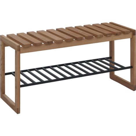 Banc vestiaire MCA HWC-P57, banc, étagère à chaussures, rangement à chaussures, banc d'entrée, 45 x 88 x 30 cm, chêne ma