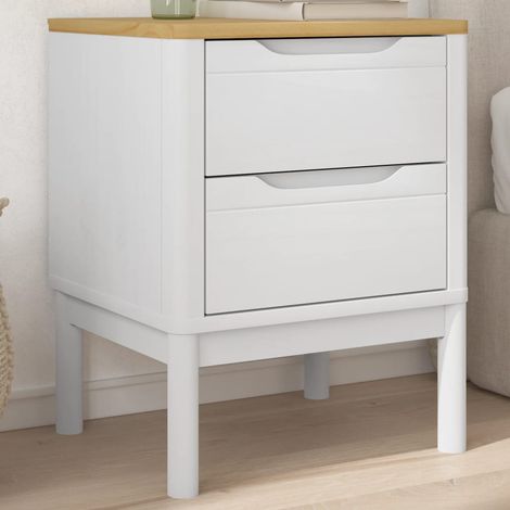 Bedside Cabinet FLORO White 45x39x57 cm Solid Wood Pine vidaXL (1/5)