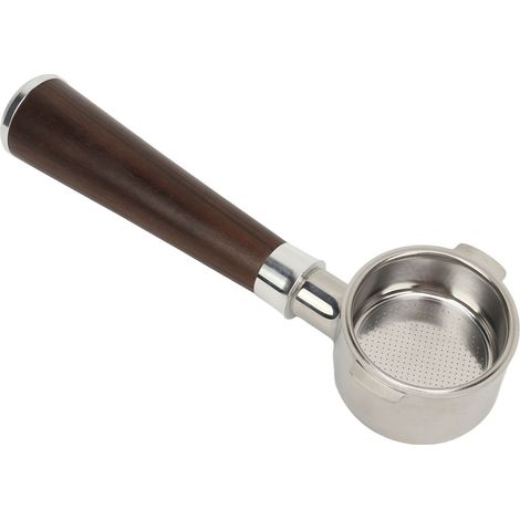 Portafilter sans socle 51mm à 2 oreilles pour Delonghi, manche bois noir, filtration optimale (1/5)