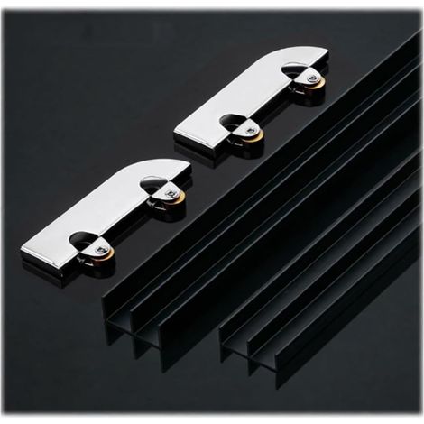 Système de rails pour porte coulissante en verre 5 mm d'épaisseur, à (1/5)