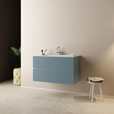 Mobile bagno sospeso modello sophia 80cm Base sospesa -lavabo - azzurro polvere -specchio escluso mobo (1/4)