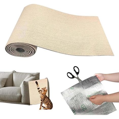 Alfombrilla rascadora autoadhesiva para gatos，tabla rascadora de pared para gatos，protección contra arañazos para sofá，30100cm (1/5)