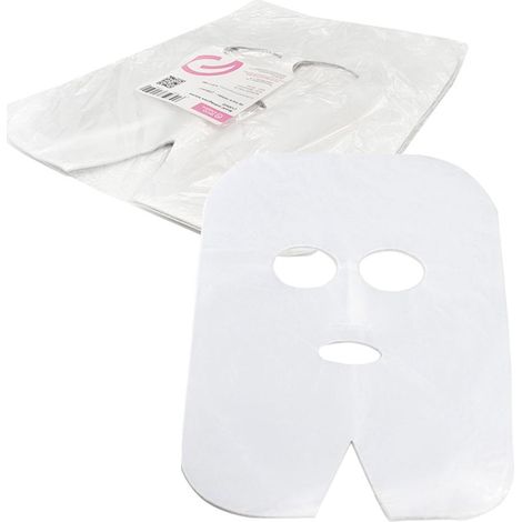 Mascarillas cosméticas para rostro y cuello fabricadas en lámina con agujeros para ojos y boca 100 uds. (1/3)