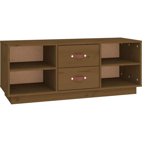 Meuble TV, Étagère TV, Meuble de Salon, Marron miel 100x34x40 cm Bois de pin massif OIB1186E (1/5)