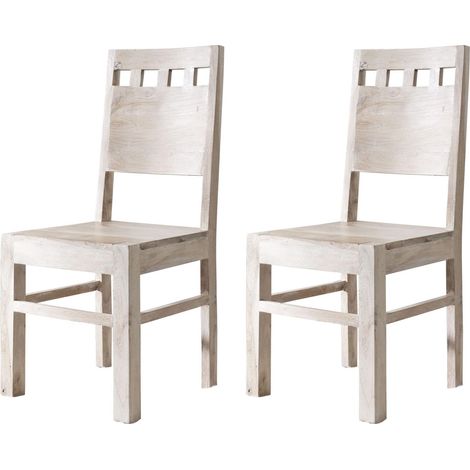Chaise 45x45 Acacia blanchi Blanc Set 2 NATURE WHITE 120 (1/4)