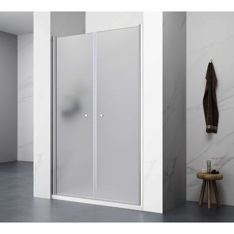 Aqualine - Porta doccia Pilot, in due parti 80 cm, alluminio lucido/vetro Brick PT082 (1/5)
