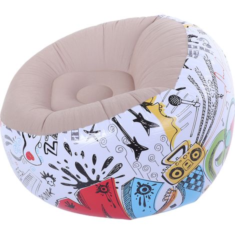 Pouf gonflable à motif doodle, en PVC floqué, pour salon ou chambre (1/5)