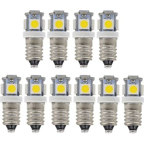10pcs E10 6v Cool White Led Bulbs 5smd 0.5w 50lm Lampwarm White (1/5)