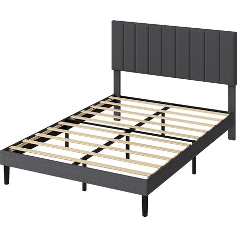 Levede King Bed Frame Linen Fabric Upholstered Soft Foam Headboard Wooden Slat